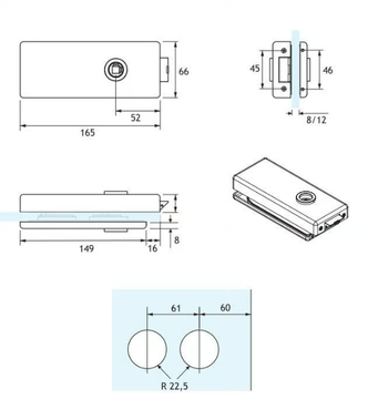 LK05C - Aluminium glass door lock by GH ITALY - view 3